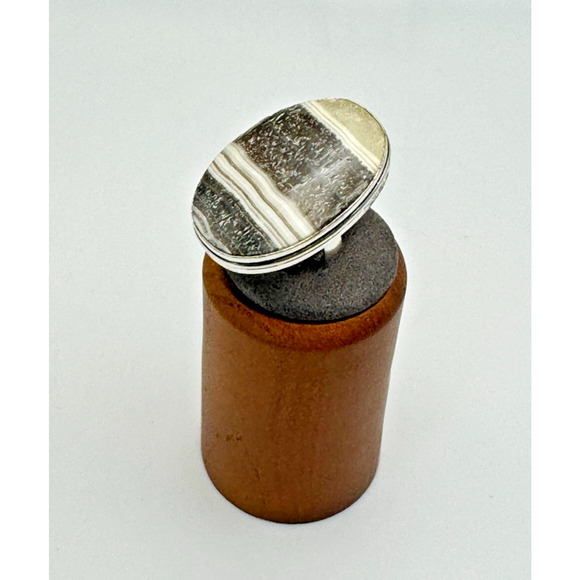 Calcite Stone Estate Ring .925 Stone Sz 6 - 12.54Grams - Beautiful Piece 1.5" - Picture 3 of 4